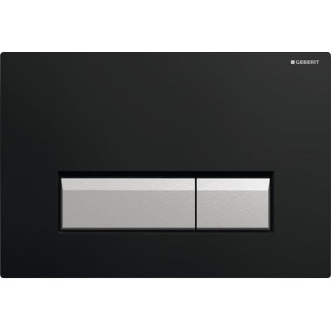Geberit – Plaque de commande WC Sigma 40 DuoFresh – Double touche – Filtration d'odeur intégrée – Noir/aluminium brossé – Dimensions 266x182mm (1/5)