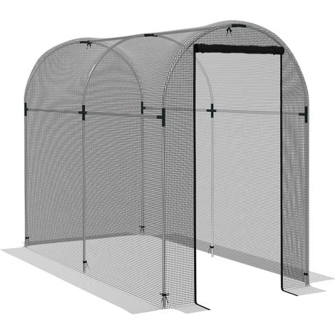 Galvanised Steel Fruit Cage, Plant Protection Tent with Zipped Door, 1.2 x 2.4 x 1.9m, Black (1/5)