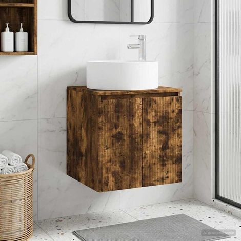 vidaXL Mobile lavabo da parete Rovere Fumo 49,5 x 44,5 x 65,5 cm