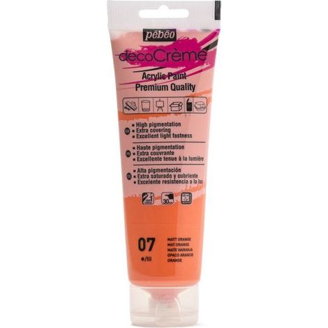 Peinture acrylique - PEBEO - DecoCrème - Orange - 120 ml - Finition Mat (1/2)