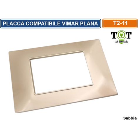 PLACCA 2M 3M 4M 7M POSTI COMPATIBILE VIMAR PLANA VARI COLORI SABBIA,4 POSTI
