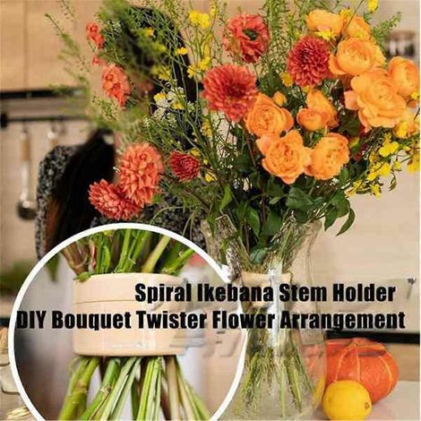 2 Stück spiralförmiger Ikebana-Stielhalter, wiederverwendbares Blumengitter für Vasen, B--