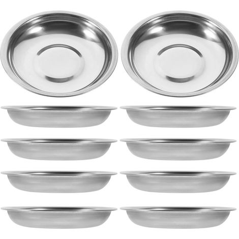 Ensemble de 10 soucoupes en acier inoxydable pour sauces et épices, parfaites pour toutes les occasions. (1/5)