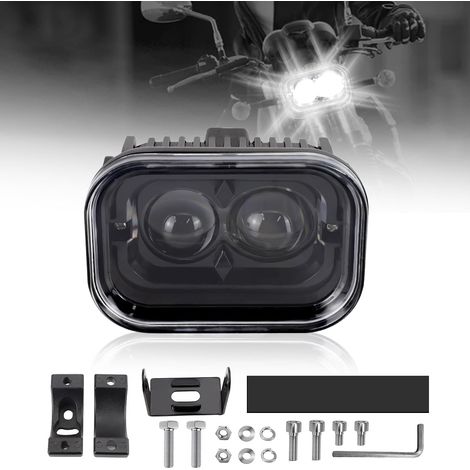4-Zoll Universal-LED-Motorradscheinwerfer, quadratische Leuchten mit Tagfahrlicht, Halo-Fern-/Abblendlicht, Fahrlicht, Arbeitsscheinwerfer für Motorrad, ATV und E-Bike (1 Stück) (1/5)