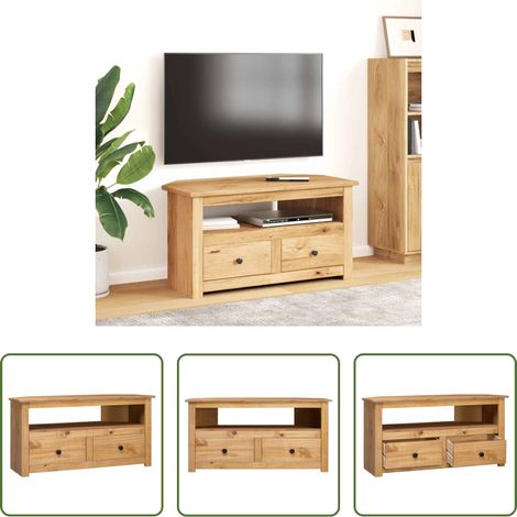 Holzschrank - TV-Eckschrank 93 x 49 x 49 cm Massivholz Panama-Kiefer (1/5)