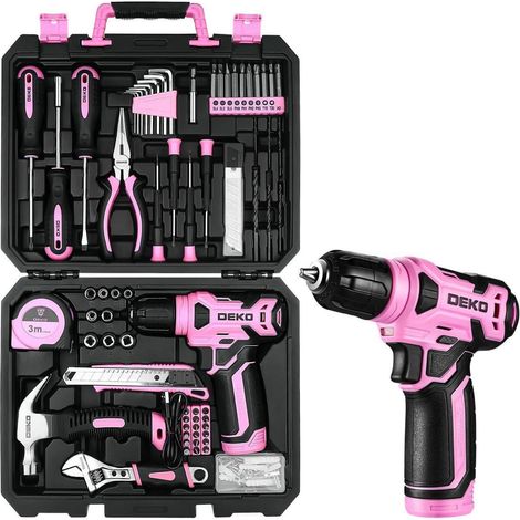 Werkzeugkoffer Akkuschrauber 126tlg Werkzeugset Rosa (1/5)