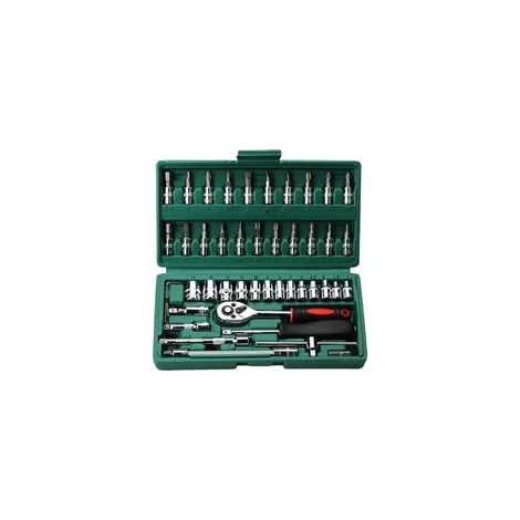 Lot de 46 douilles 6,35 mm Clé à molette Embouts de tournevis Ensemble flexible Tiges d'extension pour W/réversible Cliquet Clé à molette Ensemble flexible Tiges d'extension (1/5)