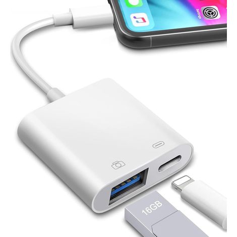 Adaptateur Lightning vers USB 3.0 avec Port de Charge Rapide, Adaptateur USB Caméra OTG Adaptateur pour iphone14/13/12/11 Flash Drive, Souris, Clavier (1/5)