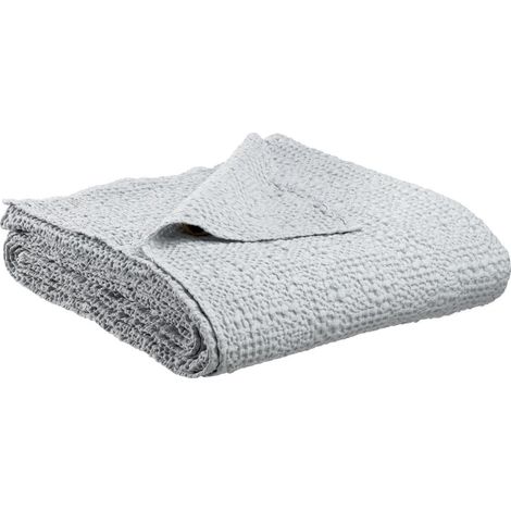 Jeté de Lit et Canapé en Coton Lavé Stonewashed Effet Nid d'Abeille Perle 240 x 260 cm - PANGIVO (1/3)