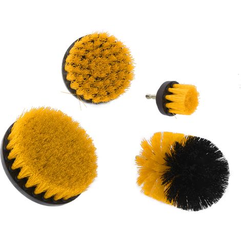 4-teiliges Bohrmaschinenbürsten-Set, leistungsstarkes Reinigungszubehör für Auto, LKW und Motorrad, Gelb (1/5)