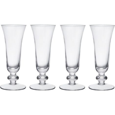 Mikasa Salerno Copas de Cristal para Champán, 170ml, Juego de 4 Copas de Cristal Fino Transparente sin Plomo con Pie Corto y Borde Ancho - Aptas para Lavavajillas