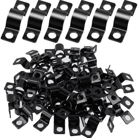 60 Pièces Colliers de Serrage en U, Collier Serrage, Fixation Grillage Rigide 6 mm, Collier de Fixation Tuyau pour Attache Tube, Attache Fixer Grillage Rigide Traille Trou (1/5)