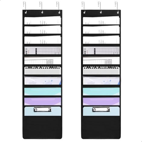 2 unités 1 Poches Rangement Mural Bureau Trieur Trieur Mural Tissu Oxford Porte Document pour (1/5)