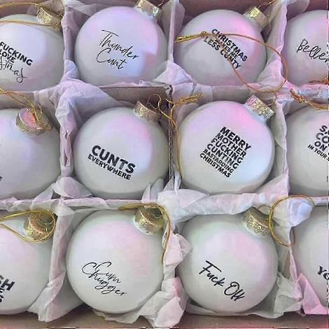 Boules de Noël 2024 avec des gros mots, lot de 12, décorations de sapin amusantes et provocantes (1/3)