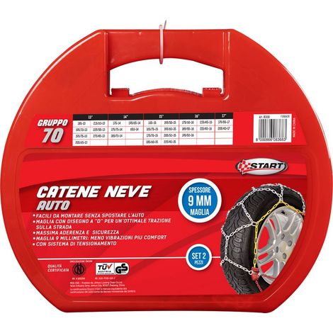 Set due pezzi catene da neve spessore 9 mm gruppo 70