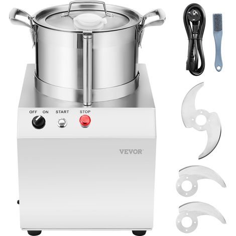 VEVOR Robot da Cucina Tritatutto per Verdure, Robot da Cucina in Acciaio Inox per Uso Alimentare da 6 Litri con 2 Lame Extra Curve a S, Multifunzionale per Tritare Verdure, Frutta, Cereali, Noci