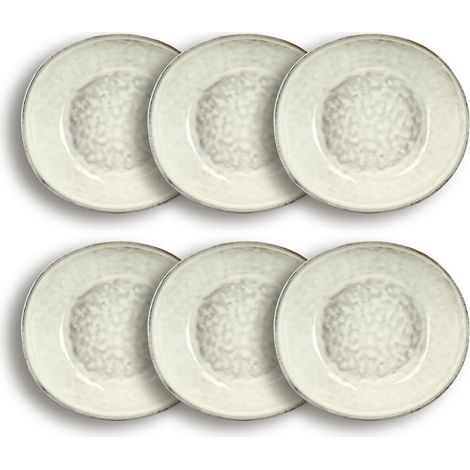 Lot de 6 assiettes creuses en grès 21cm, BORAL