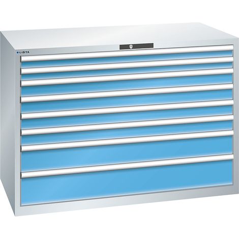 LISTA, Armoire à tiroirs avec 8 tiroirs, l x p x h 1431 x 725 x (1/2)