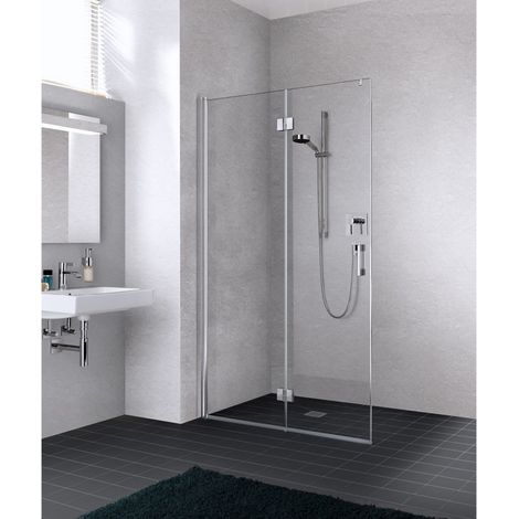 Kermi LIGA Walk-In 2YL 800 x 1850mm argent satiné verre trempé transparent (1/5)