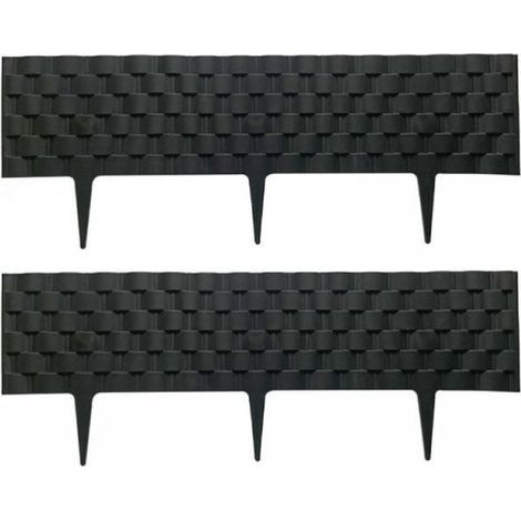 Bordure de jardin 60cm – Palissade plastique résistante aux intempéries – Hauteur 95mm – Aspect rattan anthracite – Lot de 2 modules (1/5)