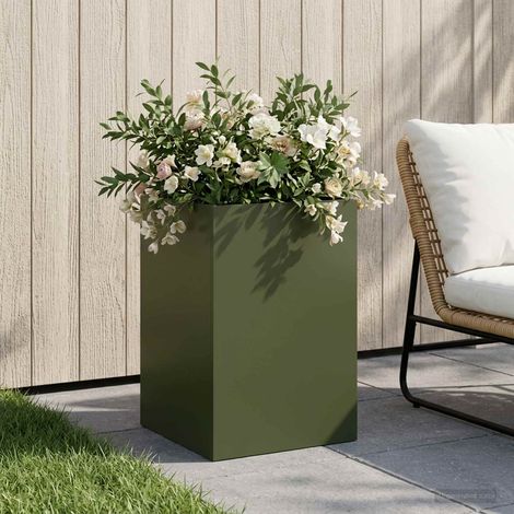 vidaXL Cache-pot de jardin Vert olive 40 x 40 x 60 cm (1/5)