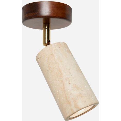 Plafonnier en bois et travertin Nur - Noyer (1/5)