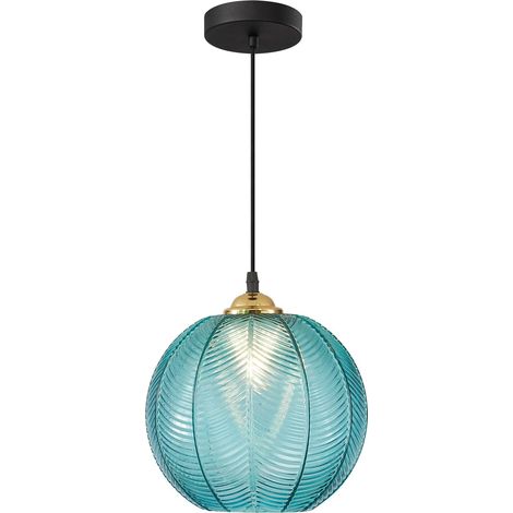 Éclairage Suspendu en Verre Bleu Moderne en Forme de Globe Bleu Lustre Suspendu Noir Or Éclairage de Cuisine Îlot de Cuisine Grand Luminaire Suspendu Pour Salle à Manger (1/5)