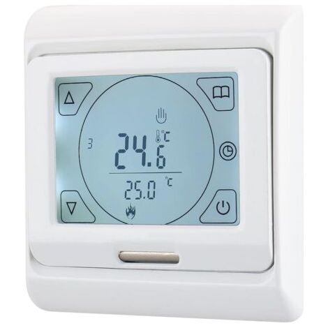 Thermostat d'ambiance WG809,7 Jours Écran LCD programmable AC230V 16A pour Chauffage au Sol électrique Blanc