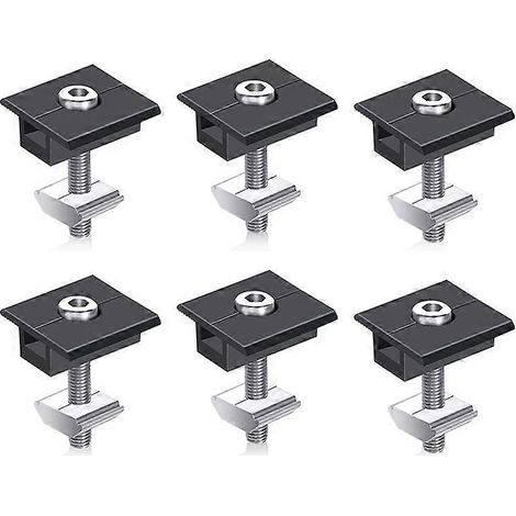 Satz mit 6 schwarzen 30-mm-T-förmigen Mittelklemmen für Photovoltaik-Solarmodule (1/5)