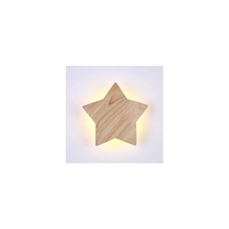 Mezheng – Lampada da parete a stella in legno naturale per bambini – Lampada LED bianco caldo 3000K – Ø 22cm – Decorazione per cameretta di neonati e bambini - Crezuo