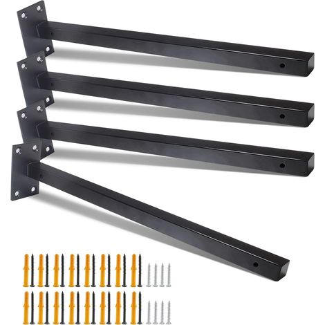 Stück 40,6 cm (16 Zoll) Wandregalhalterungen, robuste, verdeckte Regalträger aus Edelstahl für schwebende Holzregale, Schwarz (1/5)