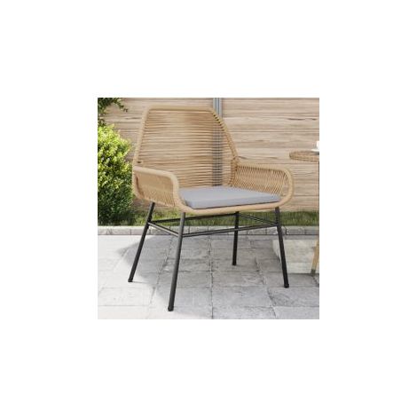 Chaises de jardin lot de 2 et coussins marron rotin (1/5)
