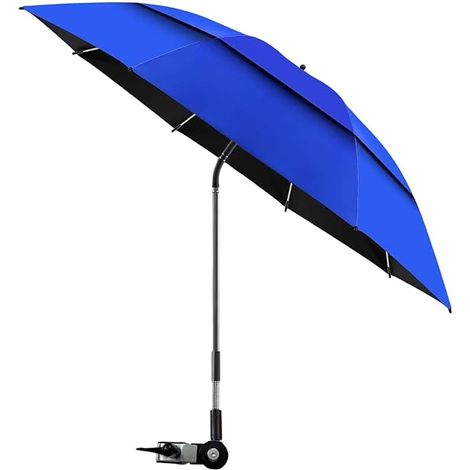 Parasol avec clip pour chaise longue portable réglable à 180° UPFParasol pour chaise de voyage, plage, vacances, camping, pique nique, patio, fauteuil roulant, chariot de golf (1/5)