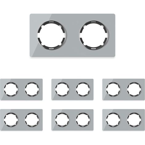 Plaque de finition Garda, en verre, horizontal, 2 postes (lot de 7) - gris