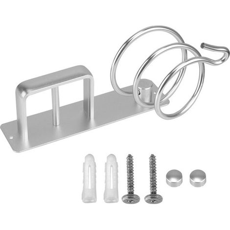 (Silberner) Haartrocknerhalter, Glätteisenständer mit Kabelmanagement, Wandhalterung aus Aluminium für Haartrockner, für Hotelzimmer (1/3)