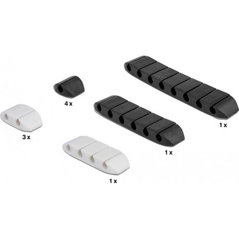Delock Juego combinado de sujetacables trapezoidales autoadhesivos 10 piezas negro / blanco