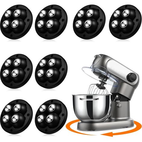 Roulettes auto-adhésives,roulettes pour appareils de cuisine, mini-roulettes universelles pivotantes à 360°pour boîtes de rangement ( noires,lot de8) (1/5)