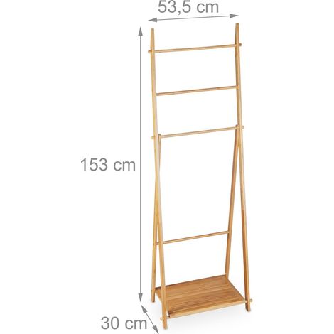 Portasciugamani salva-spazio con 4 barre per bagno portaoggetti 95 x 30 x 100 cm in bambù naturale 130013721