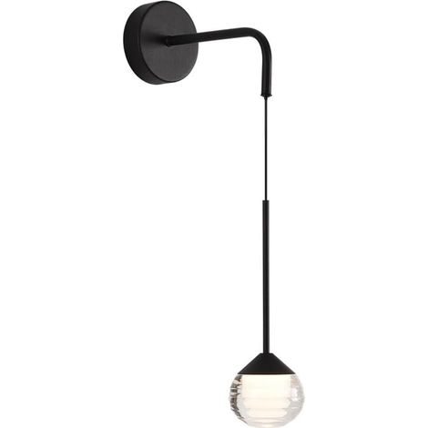 Applique murale Black Magic Bean, applique murale de chevet en aluminium avec abat-jour en boule de verre, applique murale en forme de larme, appliques murales LED modernes - 5W, appliques murales des (1/5)