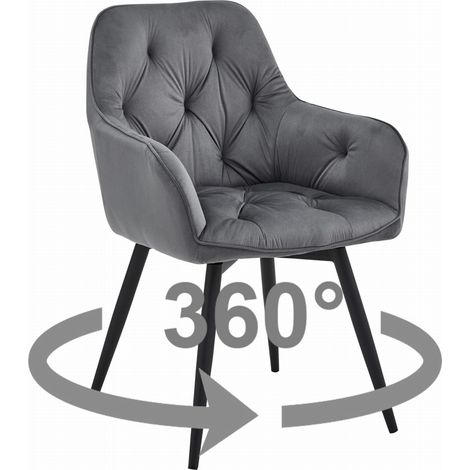 Sedia JORK360 - velluto grigio scuro / gambe nere x 1 (1/5)
