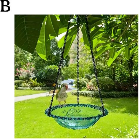 Mangeoire à oiseaux suspendue d'extérieur (bleue) - Décoration pour jardin ou cour - Mangeoire pour salle de bain (1/5)