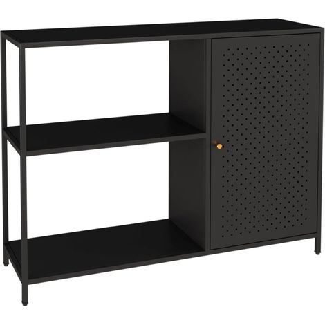 Scaffale 75 x 100 x 30 cm mobiletto portaoggetti in metallo nero opaco 030008919