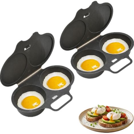 2PCS Cuiseur Oeuf Micro Ondes, 2 Cavités Microondes Appareil Œufs Pochés (1/5)