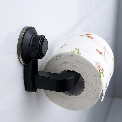 Porte-papier toilette mural auto-adhésif avec ventouse - Salle de bain et cuisine, fixation par vide, sans clous, étanche (1/4)