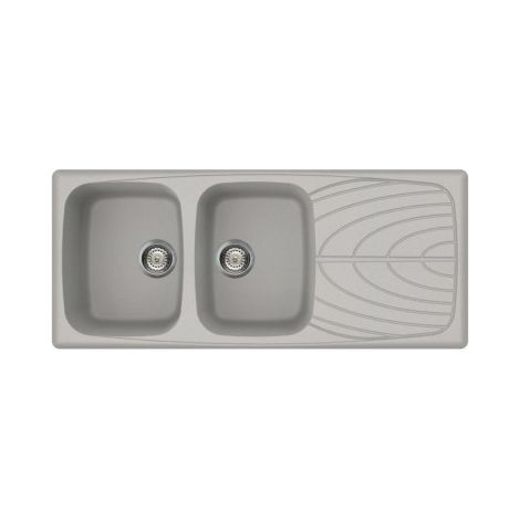 Lavello Elleci Incasso 2 vasche 116x50 Master 500 Metaltek Grigio Aluminium LMM50079