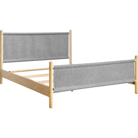 Lit 160 x 200 cm en bois de frêne et feutrine gris - AGDE 7008 (1/5)