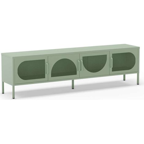 Mueble televisión modelo Toledo 4 puertas acabado metal verde menta, 180cm(ancho) 50cm(alto) 35cm (largo) (1/5)