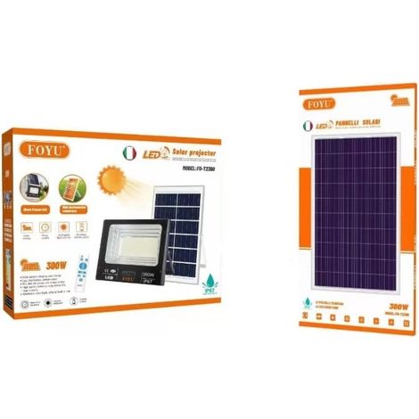 FARO LED con PANNELLO SOLARE CREPUSCOLARE 25W 40W 60W 100W 200W 300W 800W IP67 300