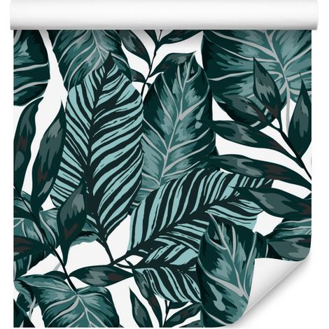 Carta da parati con foglie di palma, frutto della passione e monstera per soggiorno e camera da letto, 50x1000 cm. (1/5)