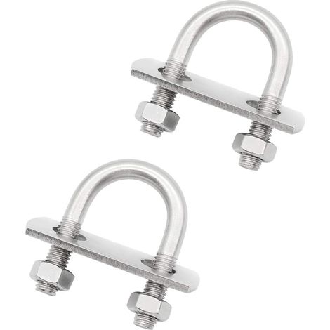 Lot de 2 boulons en U carrés en acier inoxydable 304 avec cadre rainuré